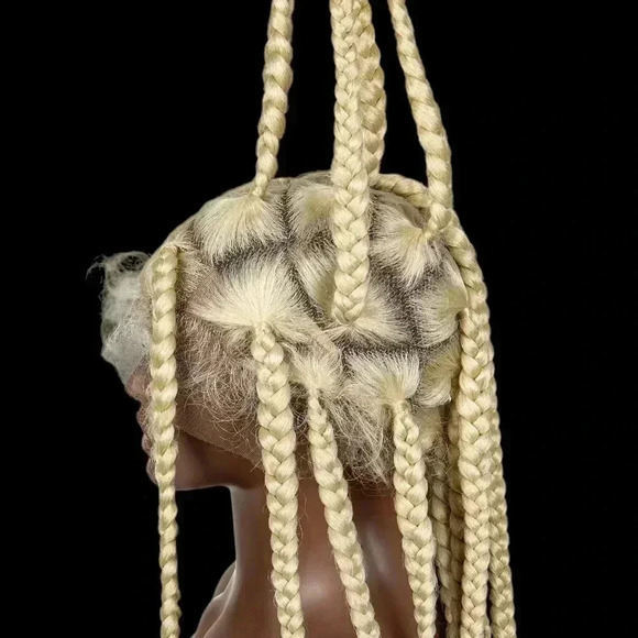 Braided full lace wig, knotless box braids, long  medium Braids, blond wig NWT - Picture 2 of 13